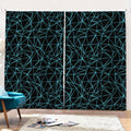 Black And Blue Geometric Mosaic Print Pencil Pleat Curtains