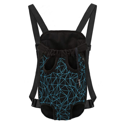 Black And Blue Geometric Mosaic Print Pet Carrier Backpack