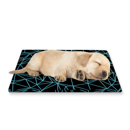 Black And Blue Geometric Mosaic Print Pet Cooling Mat Cover