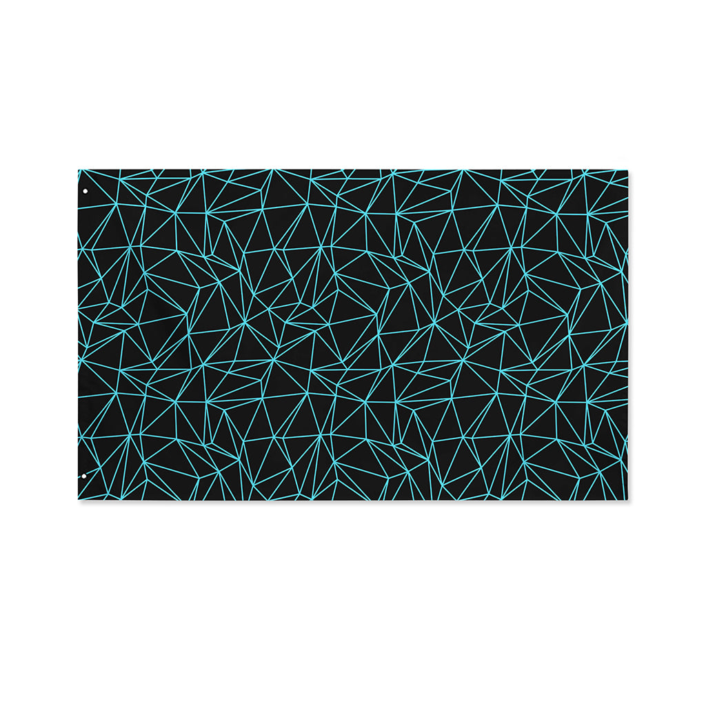 Black And Blue Geometric Mosaic Print Polyester Flag
