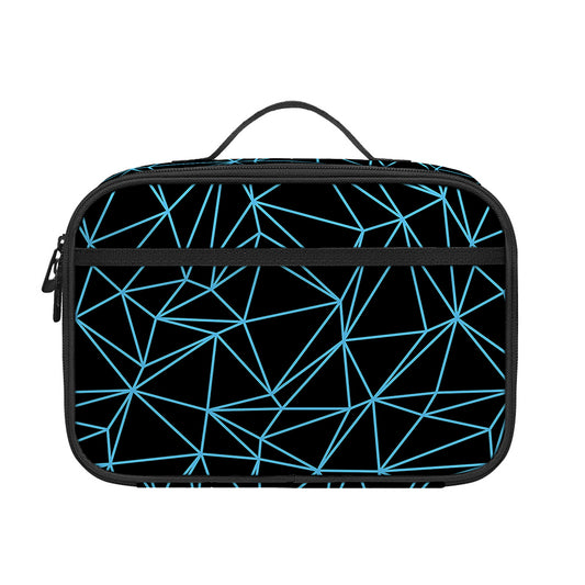 Black And Blue Geometric Mosaic Print Portable Lunch Bag
