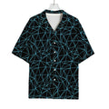 Black And Blue Geometric Mosaic Print Rayon Hawaiian Shirt