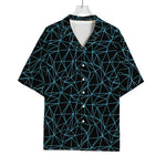 Black And Blue Geometric Mosaic Print Rayon Hawaiian Shirt