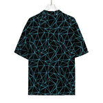 Black And Blue Geometric Mosaic Print Rayon Hawaiian Shirt