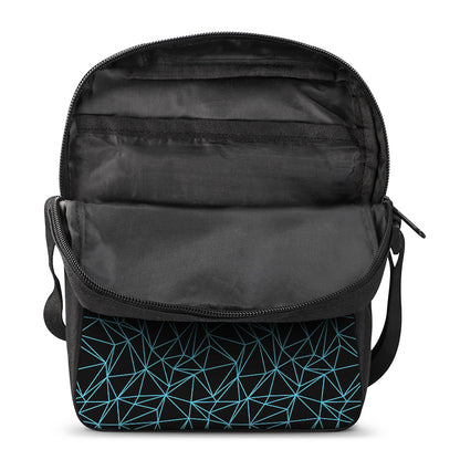 Black And Blue Geometric Mosaic Print Rectangular Crossbody Bag