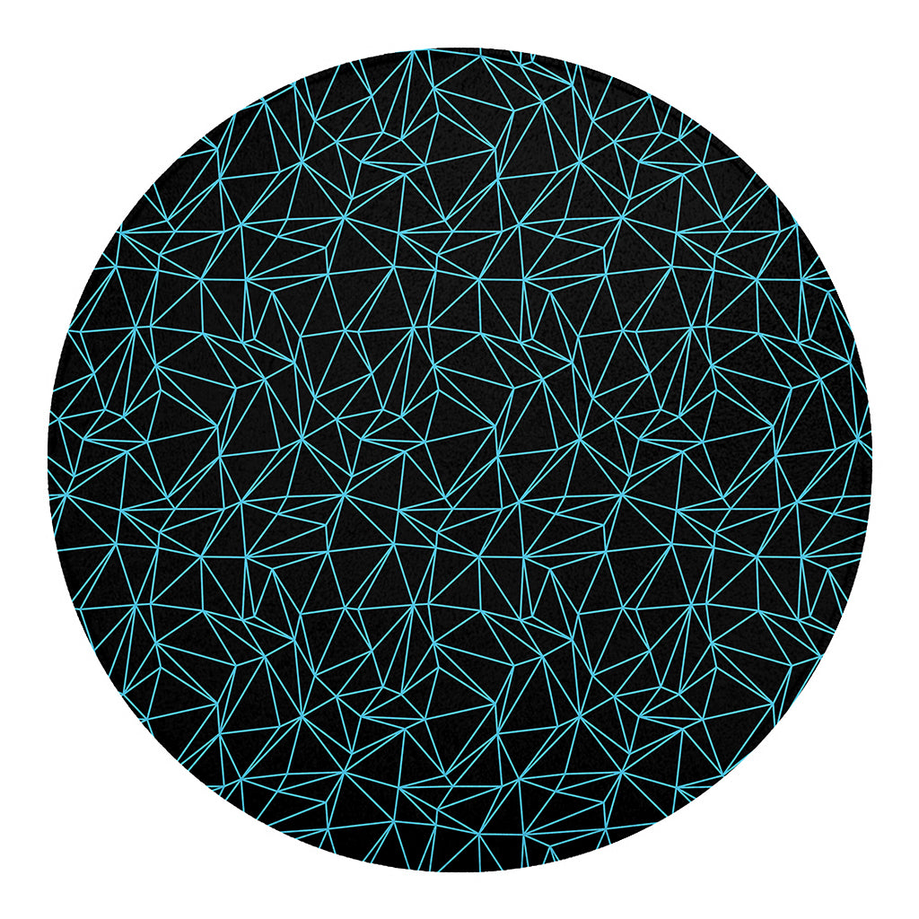 Black And Blue Geometric Mosaic Print Round Blanket