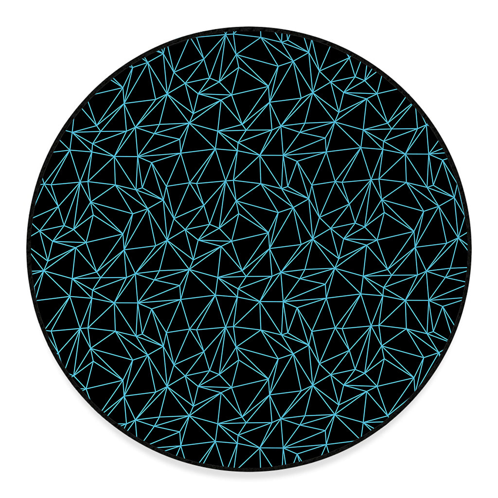 Black And Blue Geometric Mosaic Print Round Floor Mat