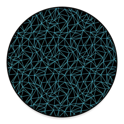 Black And Blue Geometric Mosaic Print Round Floor Mat