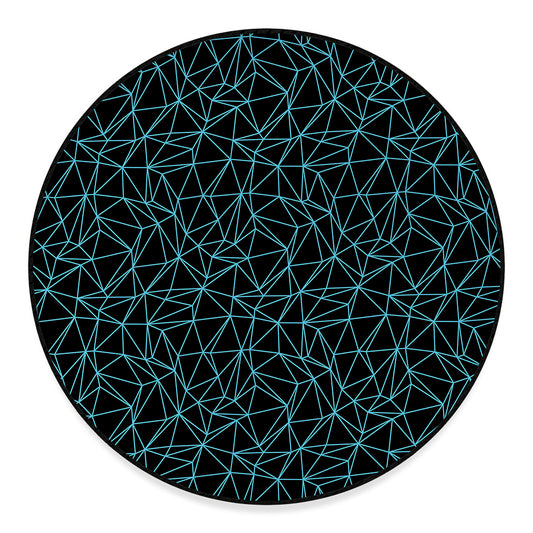 Black And Blue Geometric Mosaic Print Round Floor Mat