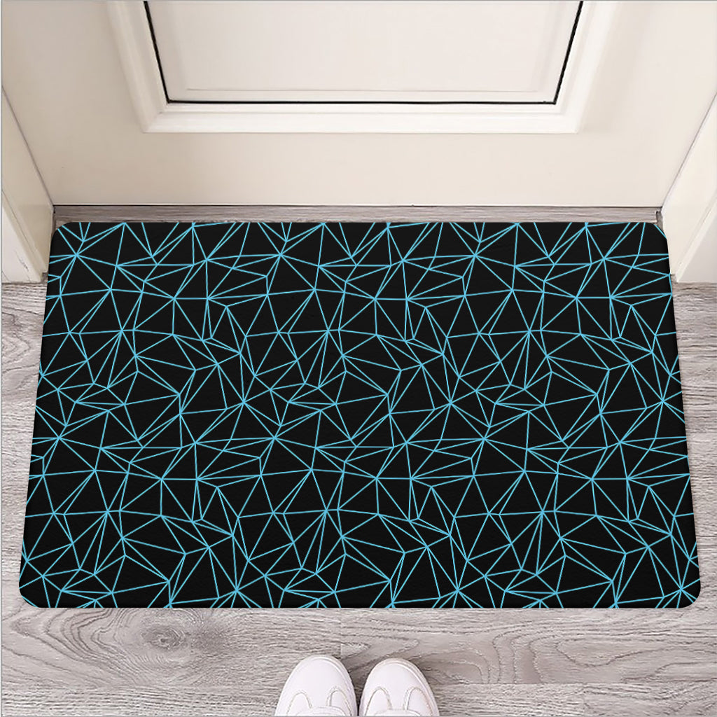 Black And Blue Geometric Mosaic Print Rubber Doormat