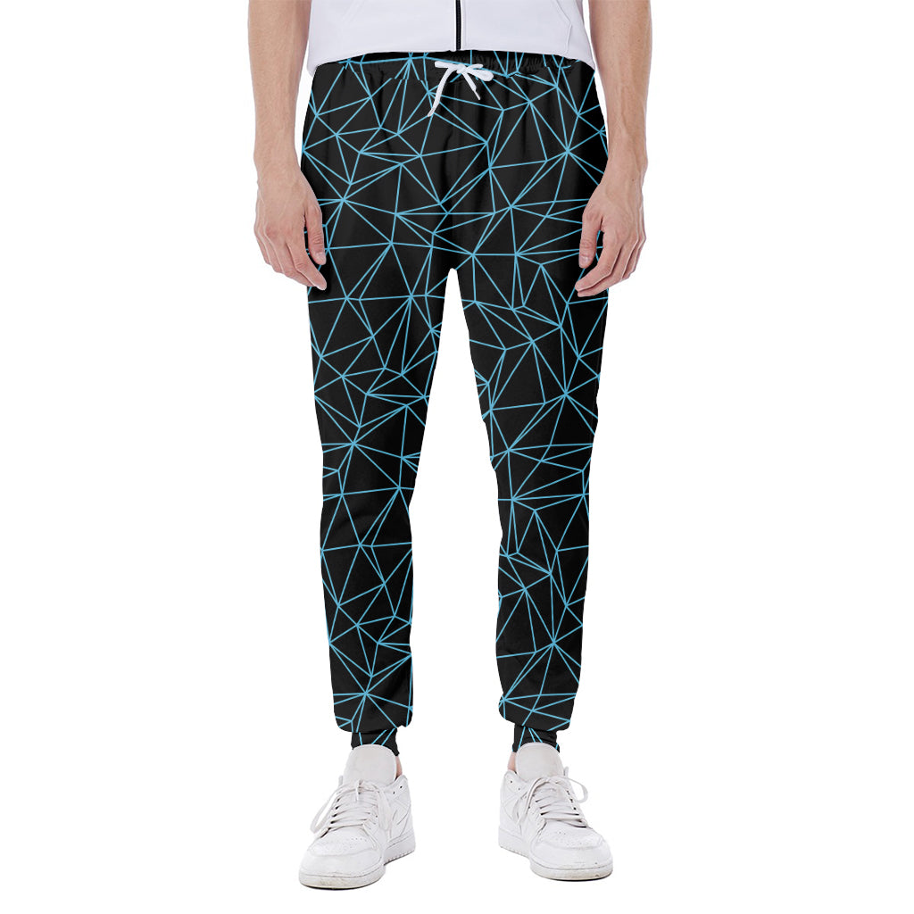 Black And Blue Geometric Mosaic Print Scuba Joggers