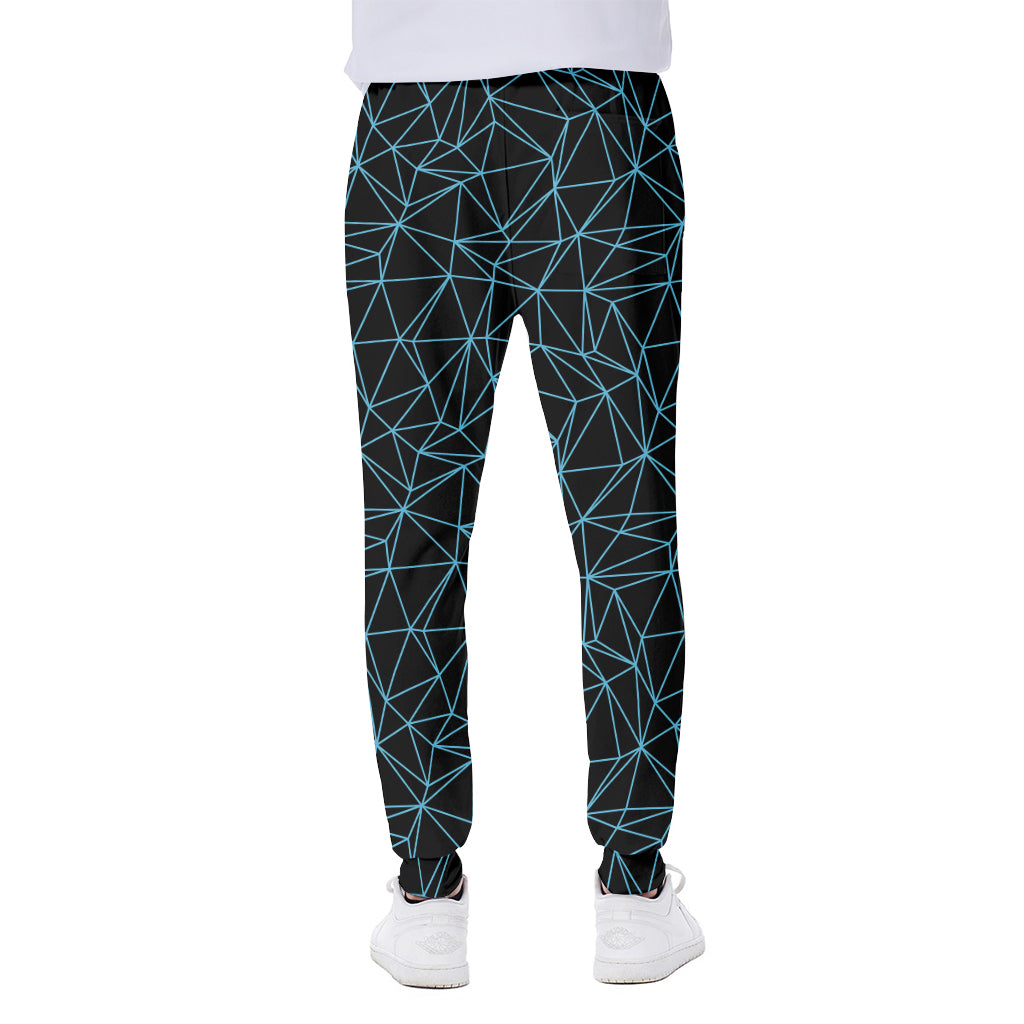 Black And Blue Geometric Mosaic Print Scuba Joggers