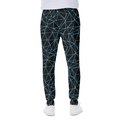 Black And Blue Geometric Mosaic Print Scuba Joggers