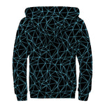Black And Blue Geometric Mosaic Print Sherpa Lined Zip Up Hoodie