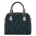 Black And Blue Geometric Mosaic Print Shoulder Handbag