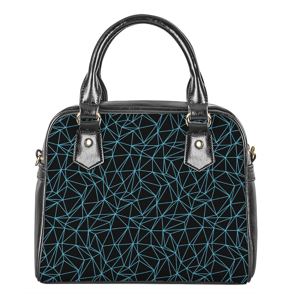 Black And Blue Geometric Mosaic Print Shoulder Handbag