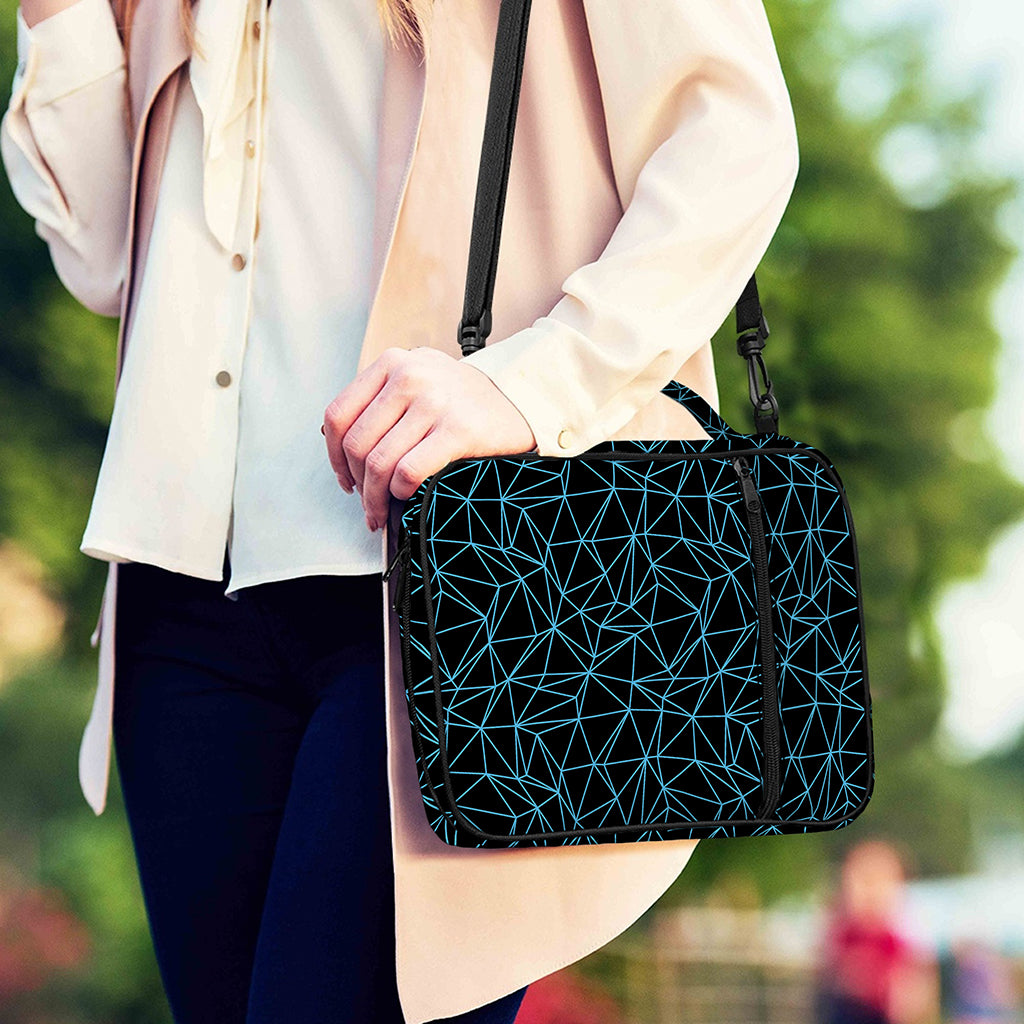Black And Blue Geometric Mosaic Print Shoulder Strap Bible Bag