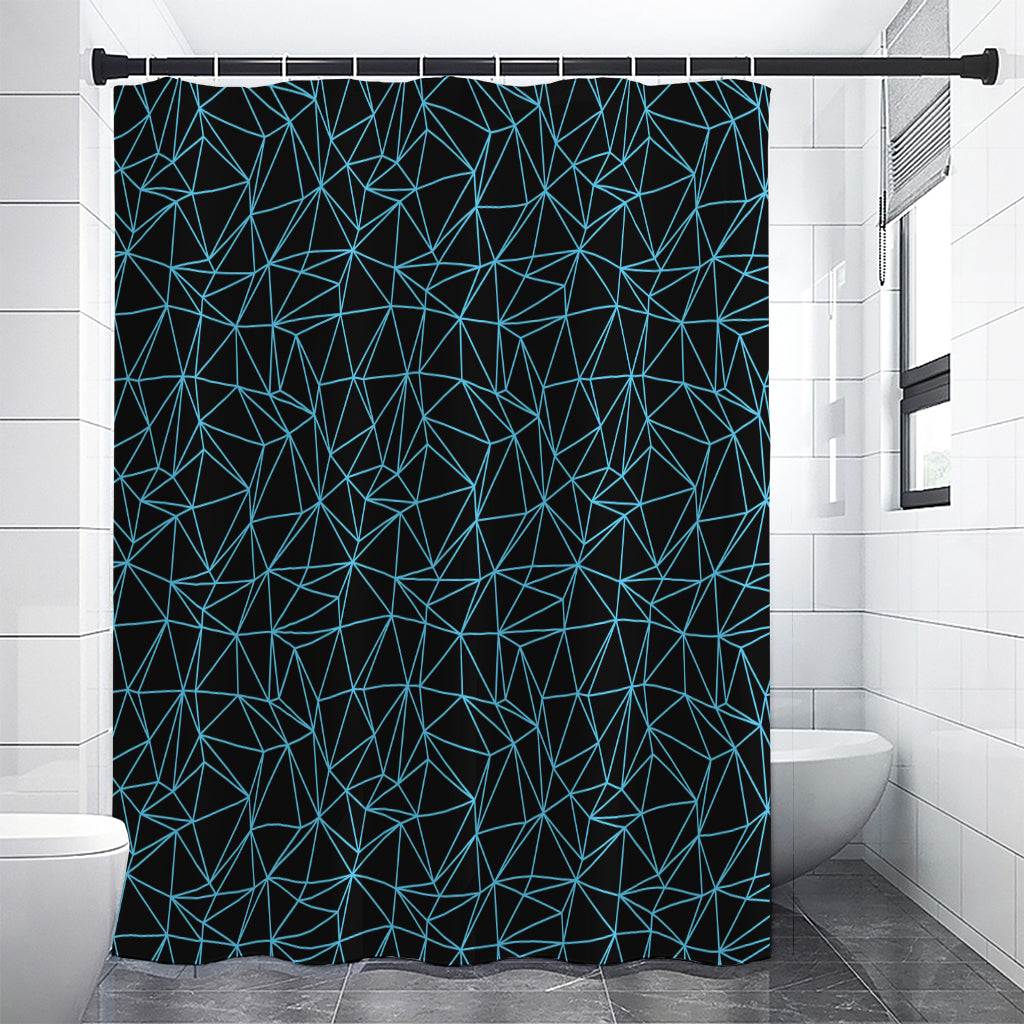 Black And Blue Geometric Mosaic Print Shower Curtain