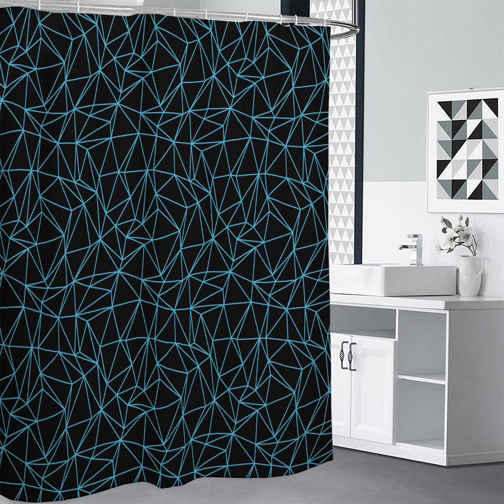 Black And Blue Geometric Mosaic Print Shower Curtain