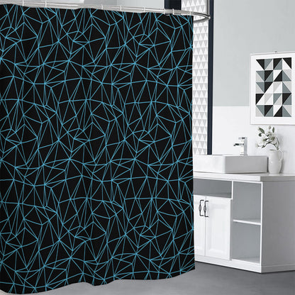Black And Blue Geometric Mosaic Print Shower Curtain