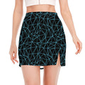 Black And Blue Geometric Mosaic Print Side Slit Mini Skirt
