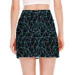 Black And Blue Geometric Mosaic Print Side Slit Mini Skirt