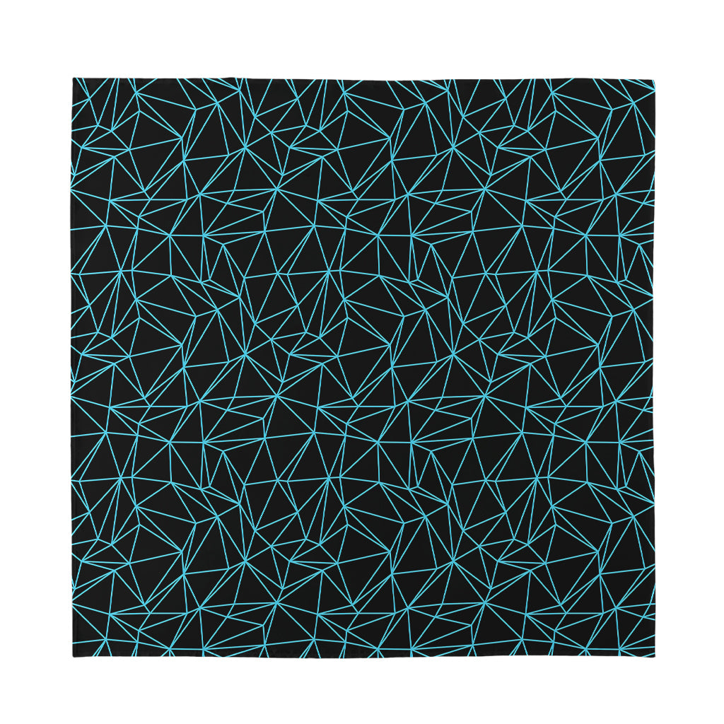 Black And Blue Geometric Mosaic Print Silk Bandana