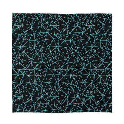 Black And Blue Geometric Mosaic Print Silk Bandana