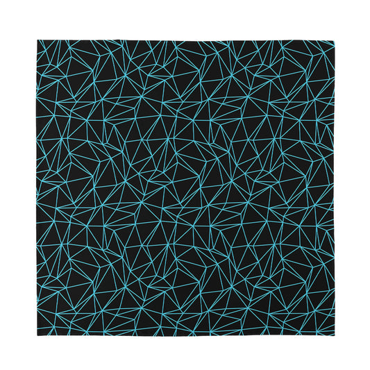 Black And Blue Geometric Mosaic Print Silk Bandana