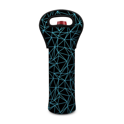 Black And Blue Geometric Mosaic Print Single Neoprene Wine Tote