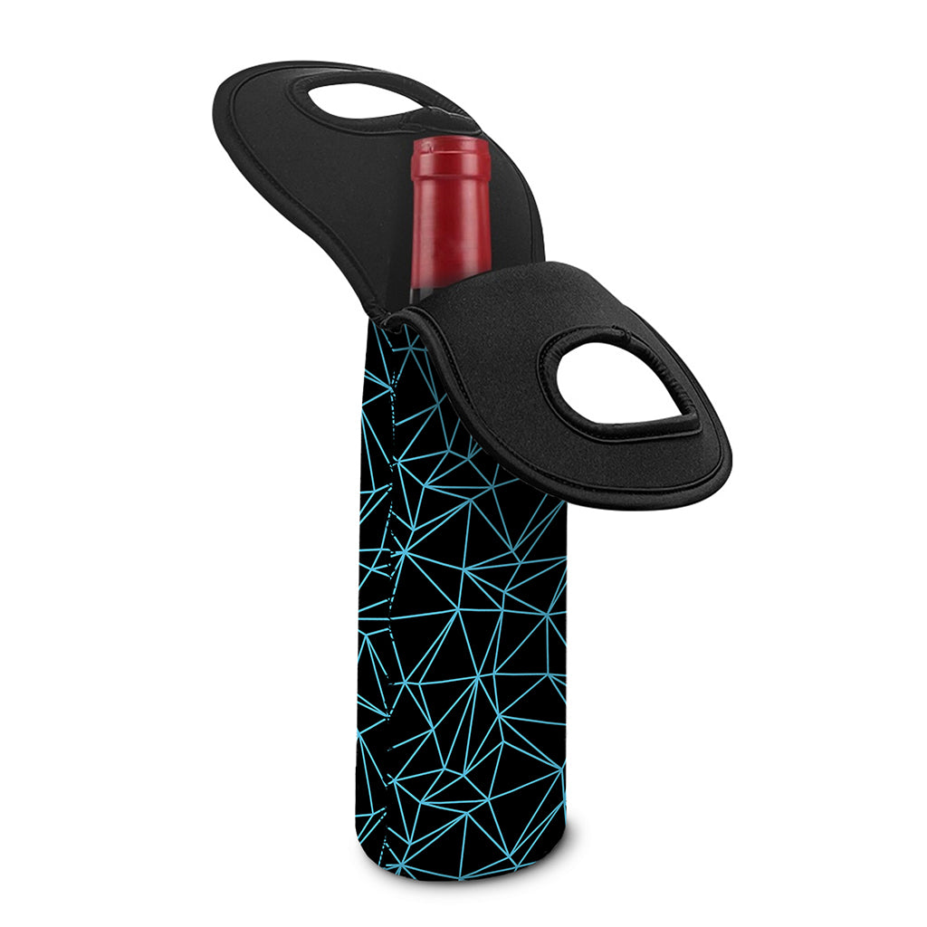 Black And Blue Geometric Mosaic Print Single Neoprene Wine Tote