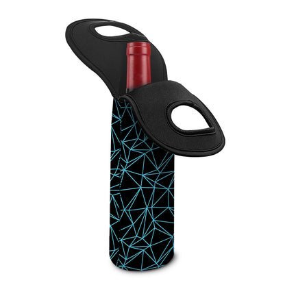 Black And Blue Geometric Mosaic Print Single Neoprene Wine Tote