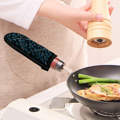 Black And Blue Geometric Mosaic Print Skillet Handle Cover
