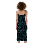 Black And Blue Geometric Mosaic Print Slim Fit Midi Cami Dress