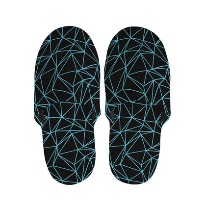 Black And Blue Geometric Mosaic Print Slippers