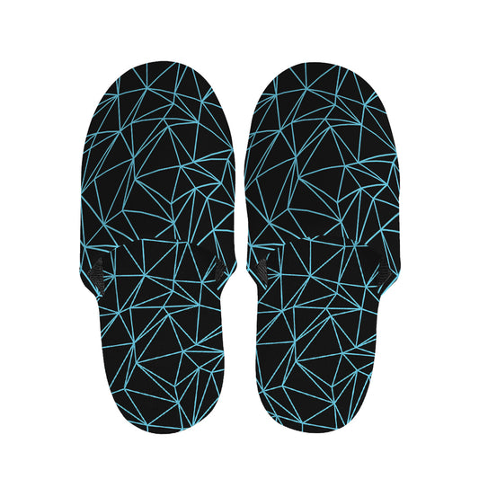 Black And Blue Geometric Mosaic Print Slippers