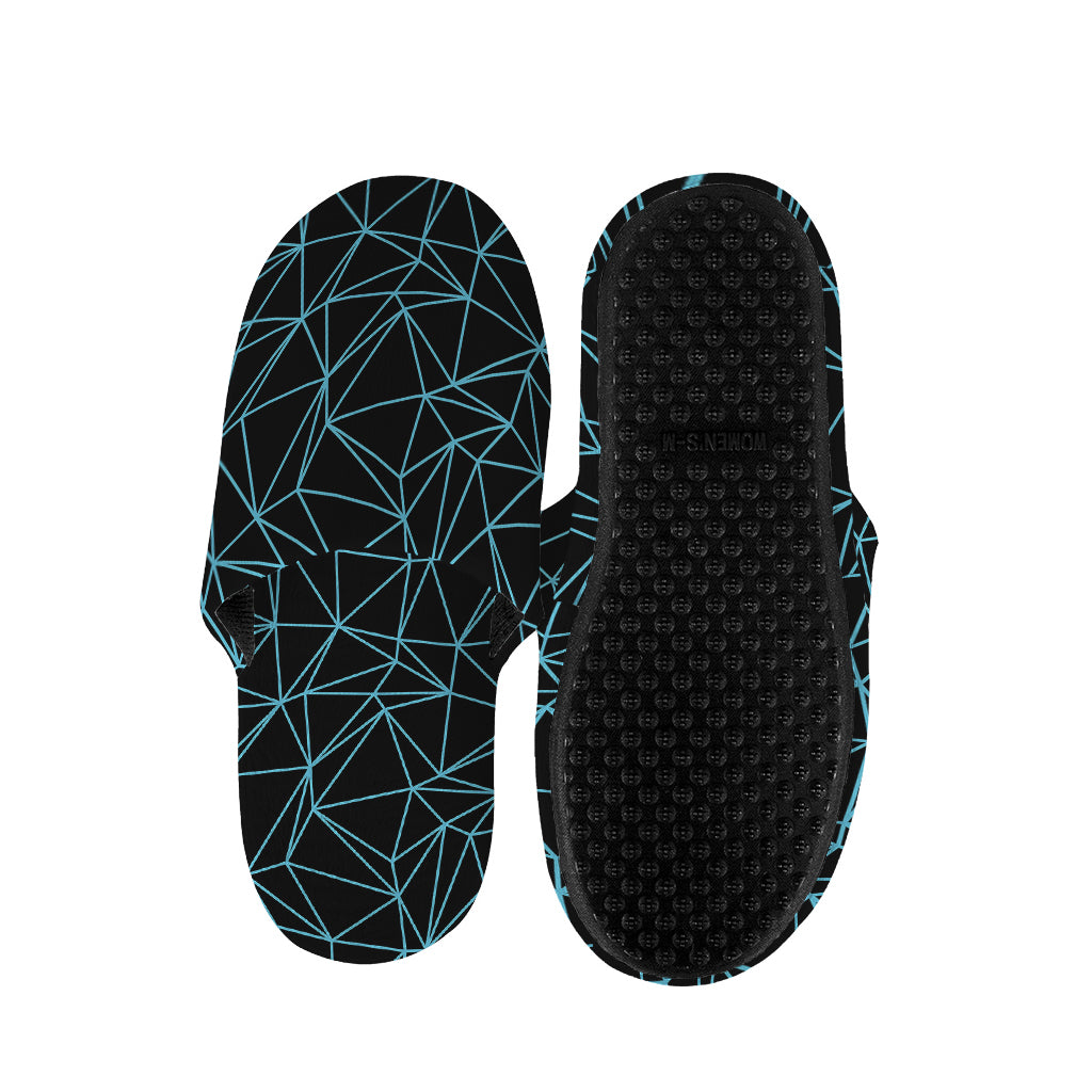 Black And Blue Geometric Mosaic Print Slippers