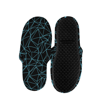 Black And Blue Geometric Mosaic Print Slippers