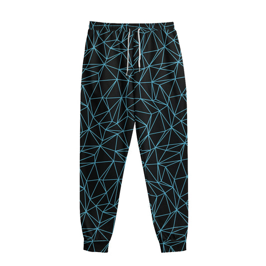 Black And Blue Geometric Mosaic Print Sweatpants