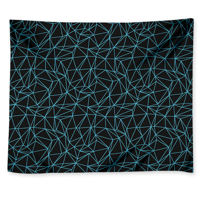 Black And Blue Geometric Mosaic Print Tapestry