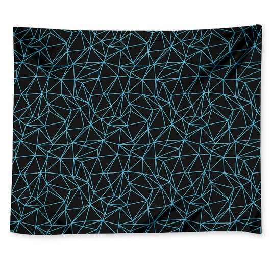 Black And Blue Geometric Mosaic Print Tapestry