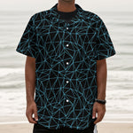 Black And Blue Geometric Mosaic Print Textured Short Sleeve Shirt