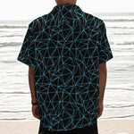 Black And Blue Geometric Mosaic Print Textured Short Sleeve Shirt