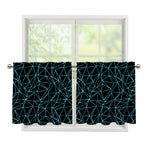 Black And Blue Geometric Mosaic Print Tier Curtains