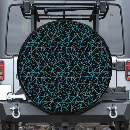 Black And Blue Geometric Mosaic Print Tire Cover