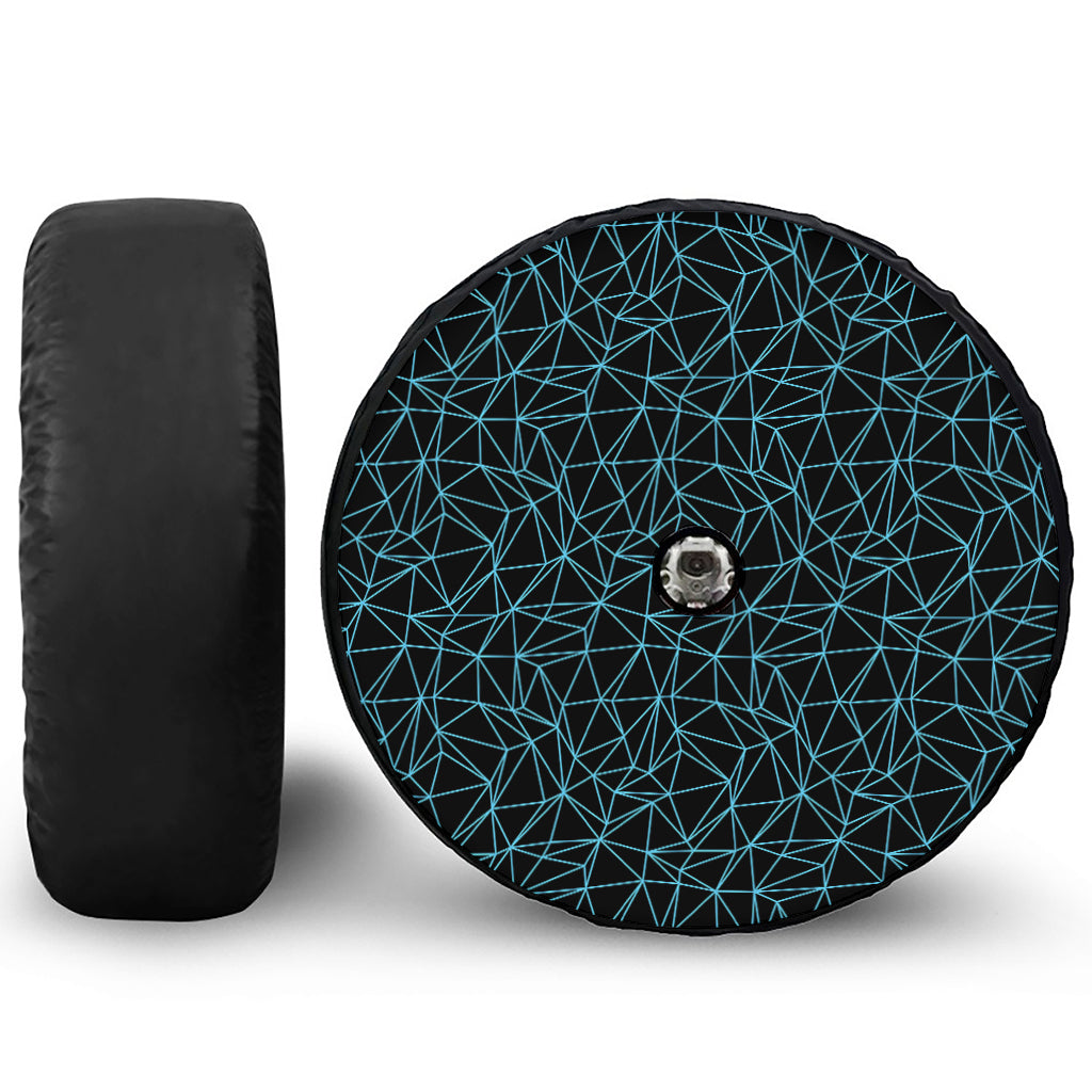 Black And Blue Geometric Mosaic Print Tire Cover With Camera Hole
