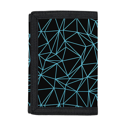 Black And Blue Geometric Mosaic Print Trifold Wallet