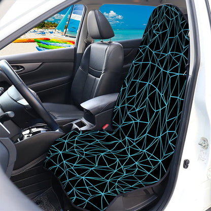 Black And Blue Geometric Mosaic Print Waterproof Car Seat Cover