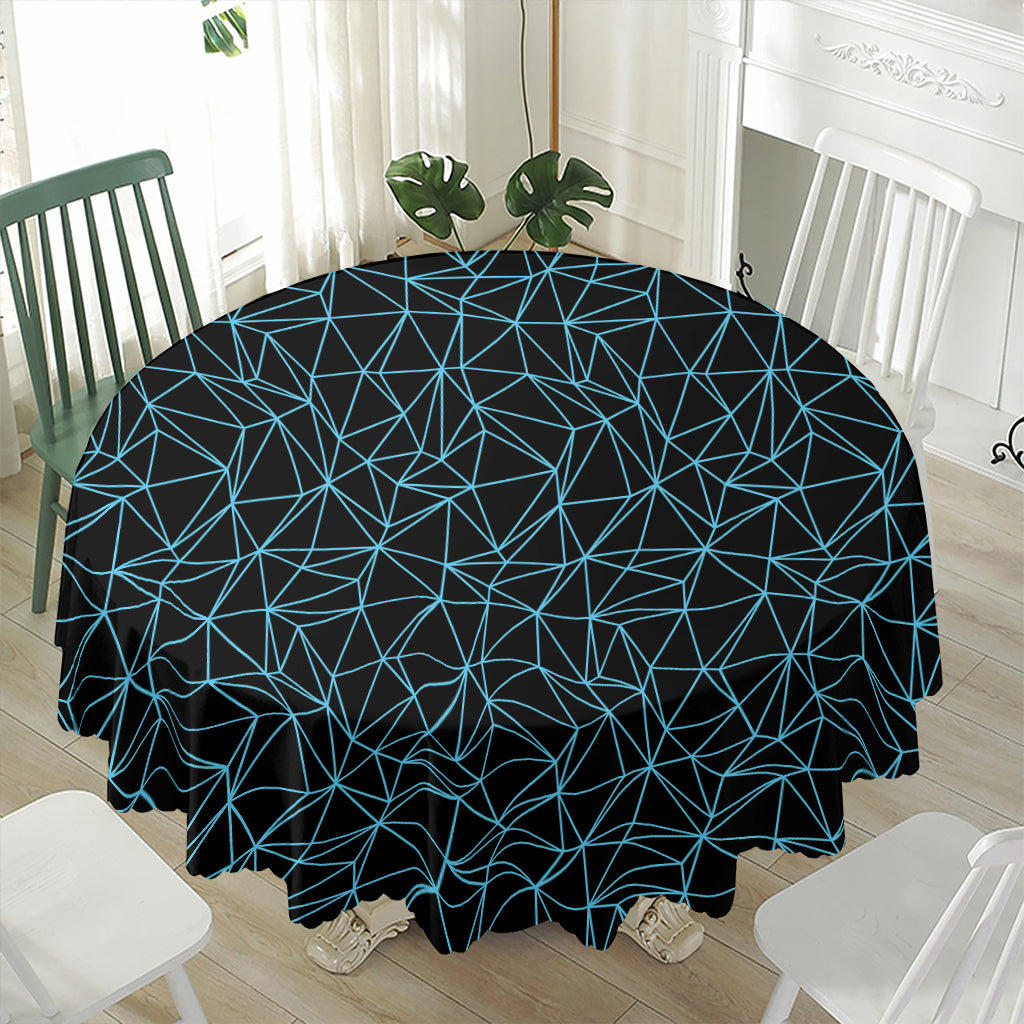 Black And Blue Geometric Mosaic Print Waterproof Round Tablecloth