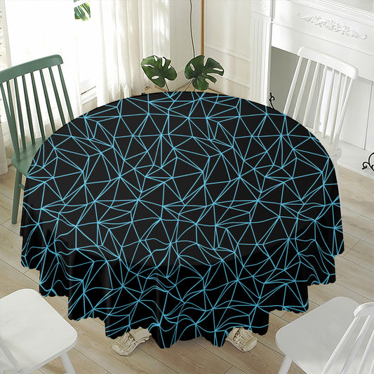 Black And Blue Geometric Mosaic Print Waterproof Round Tablecloth